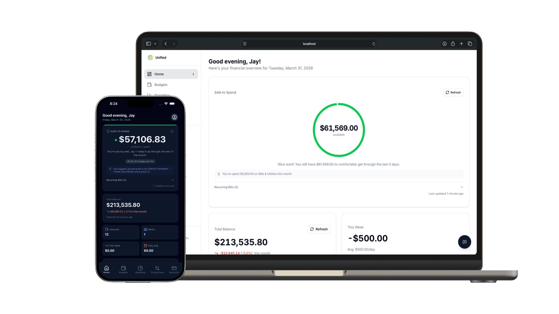 Unified dashboard showing all your bank accounts in one place